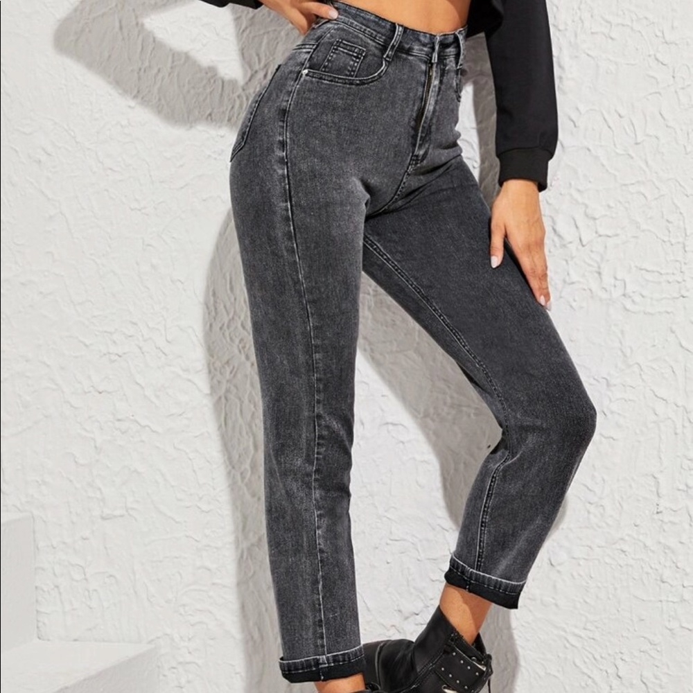 Acid wash black jeans